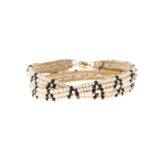 beaded double wrap bracelet in pink and black