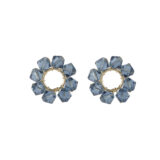 Blue crystal circle earrings