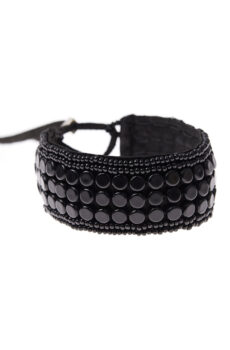 suede beaded bracelet in black