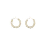 beaded hoop earrings in pearl