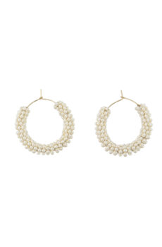 beaded hoop earrings in pearl