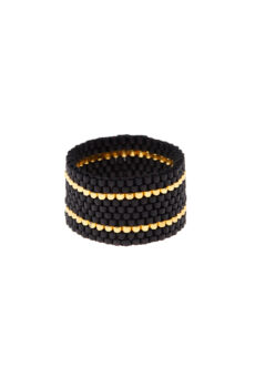 beaded ring black and gold