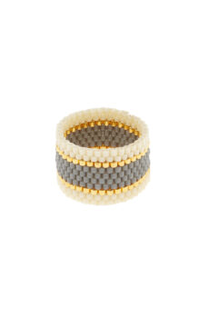 Beaded ring cream, gray, gold