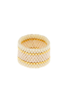 Beaded ring cream, pearl, gold