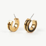 24K gold-plated recycled brass earrings with recycled horn/bone inlay