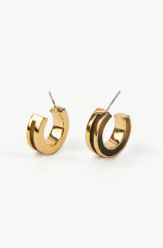 24K gold-plated recycled brass earrings with recycled horn/bone inlay