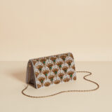 Gray velvet clutch with jade