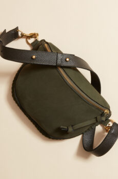 green suede belt bag