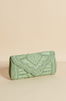 green beaded clutch