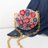 round floral raffia bag